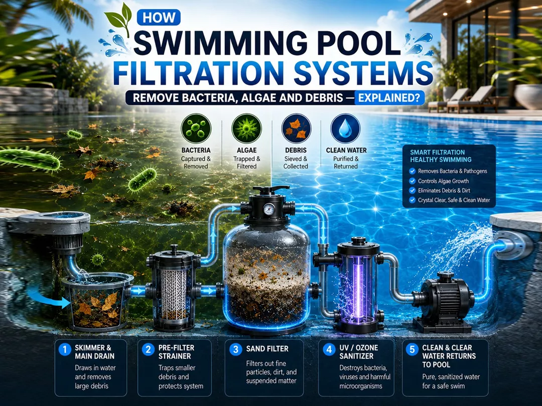How Swimming Pool Filtration Systems Remove Bacteria, Algae and Debris — Explained?
