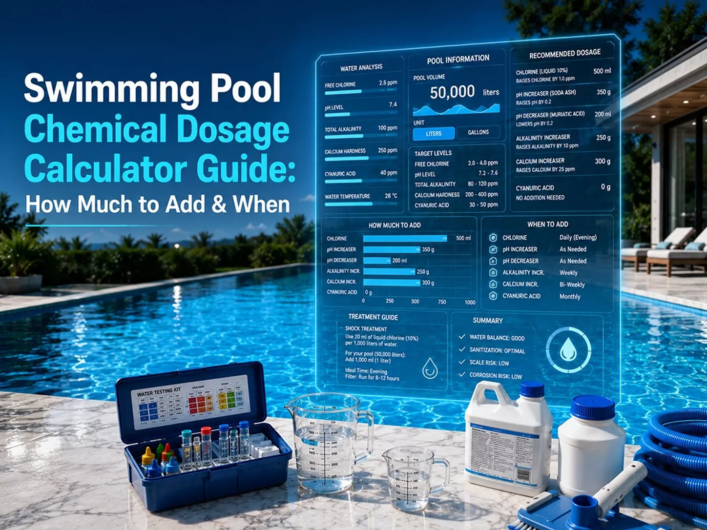 Swimming Pool Chemical Dosage Calculator Guide: How Much to Add and When?





