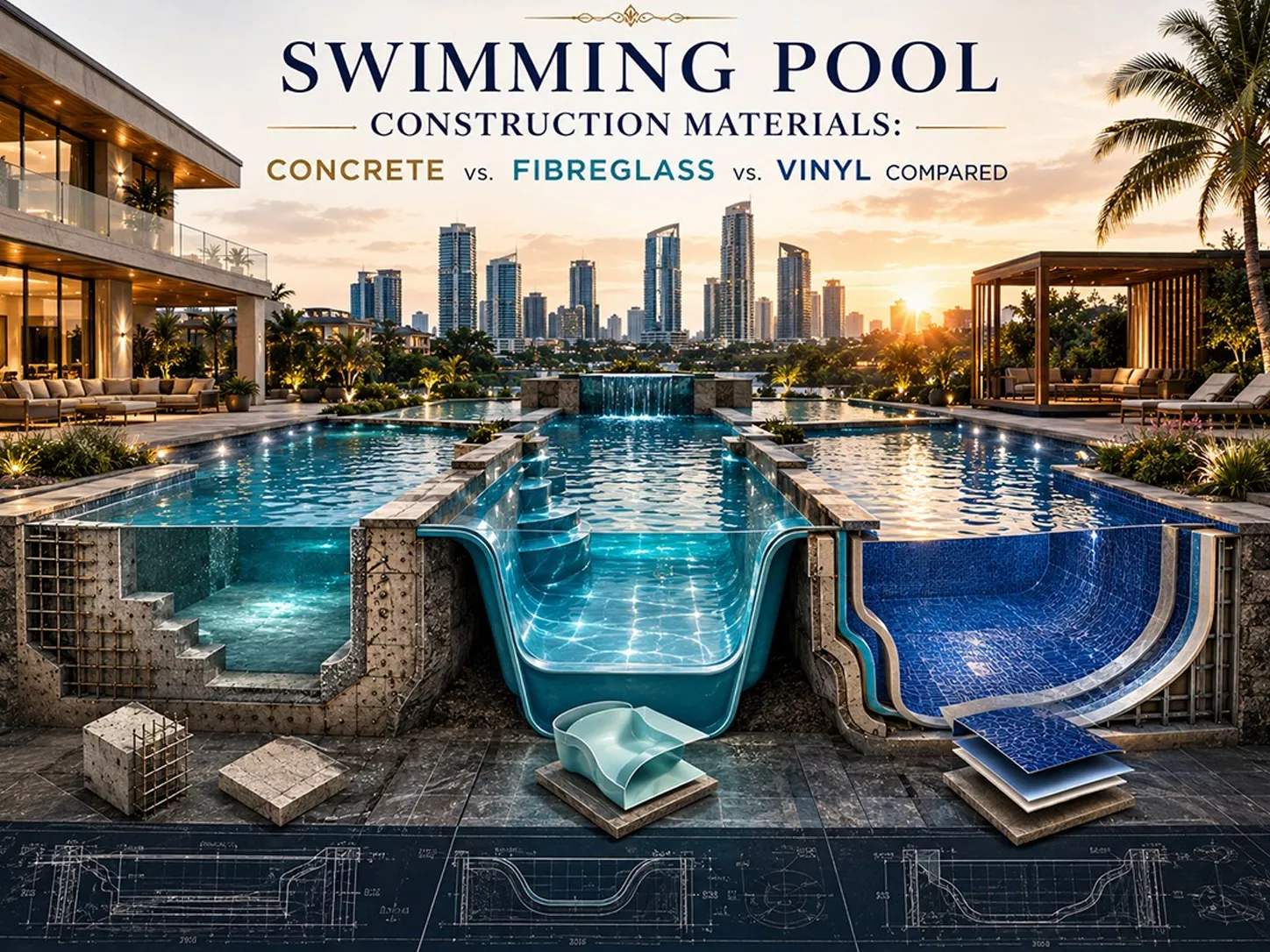 Swimming Pool Construction in India: Concrete, Fibreglass, or Vinyl — Which Material Is Actually Right for You?

