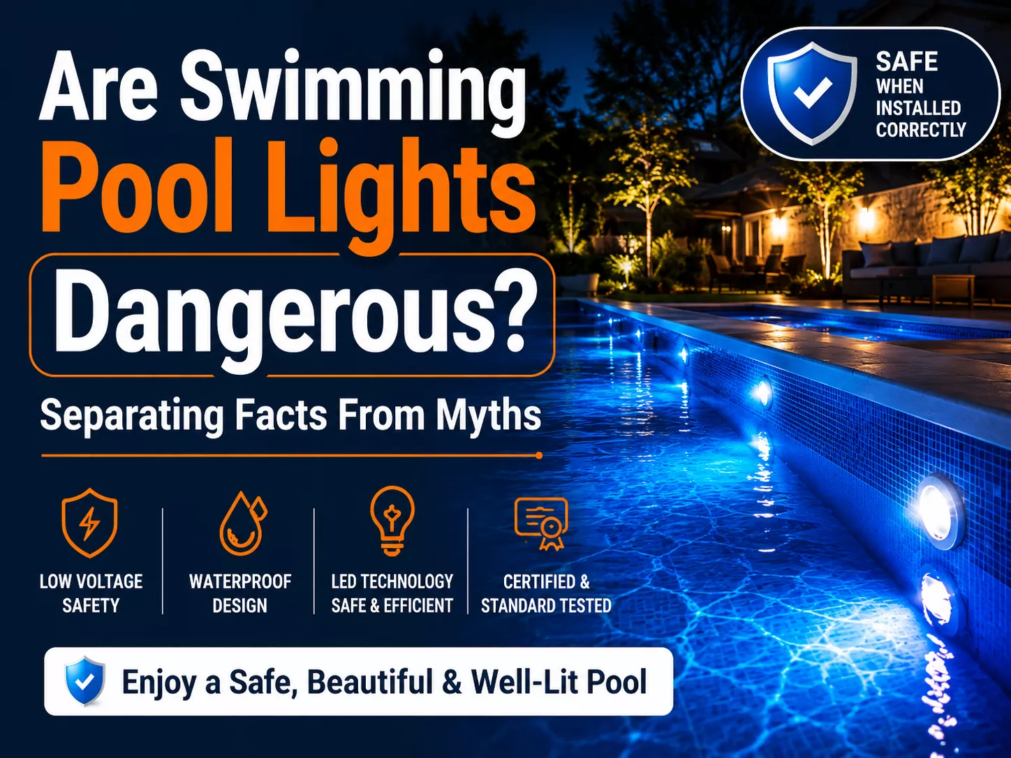 Swimming Pool Construction:

Are Swimming Pool Lights Dangerous? Separating Facts From Myths

