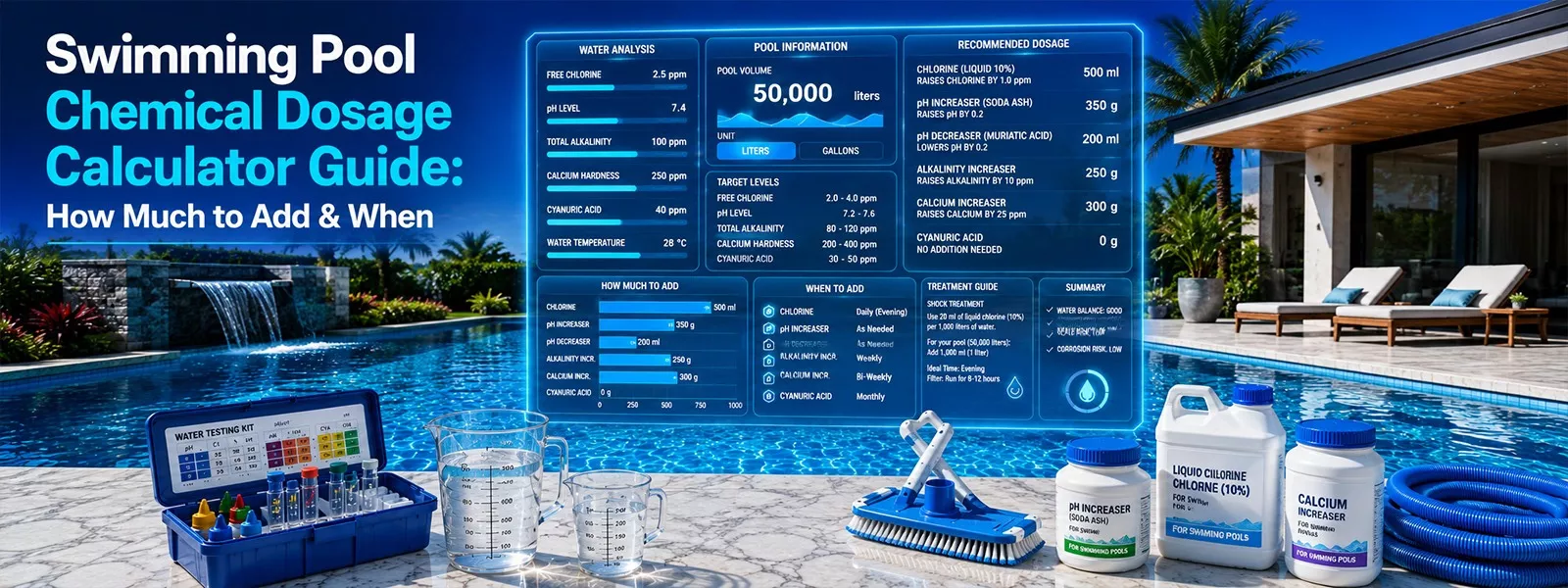 Swimming Pool Chemical Dosage Calculator Guide: How Much to Add and When?