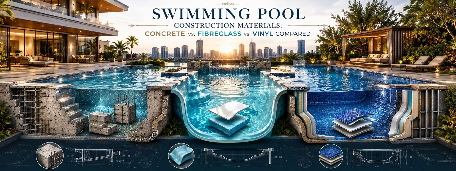 Swimming Pool Construction in India: Concrete, Fibreglass, or Vinyl — Which Material Is Actually Right for You?