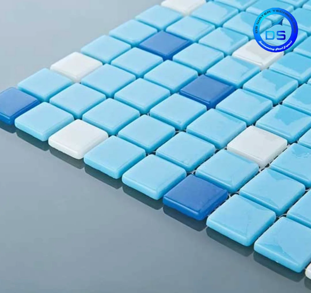 Sky Blue with White Mosaic Pool Tile