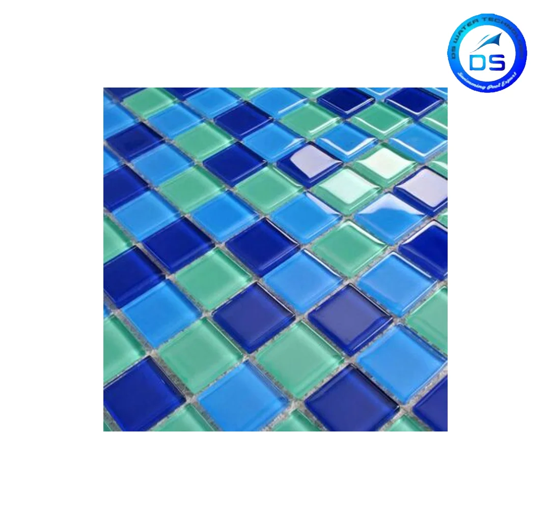 Mint, Light Blue and Dark Blue Mosaic Glossy Tile