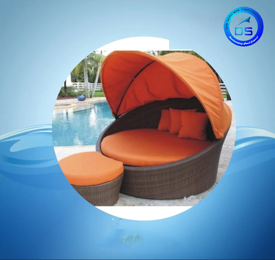 Wicker outdoor Round Lounge Resort Sunbed Swimming Pool
