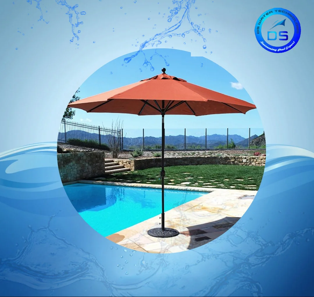 Swimming Pool Side Orange Umbrella